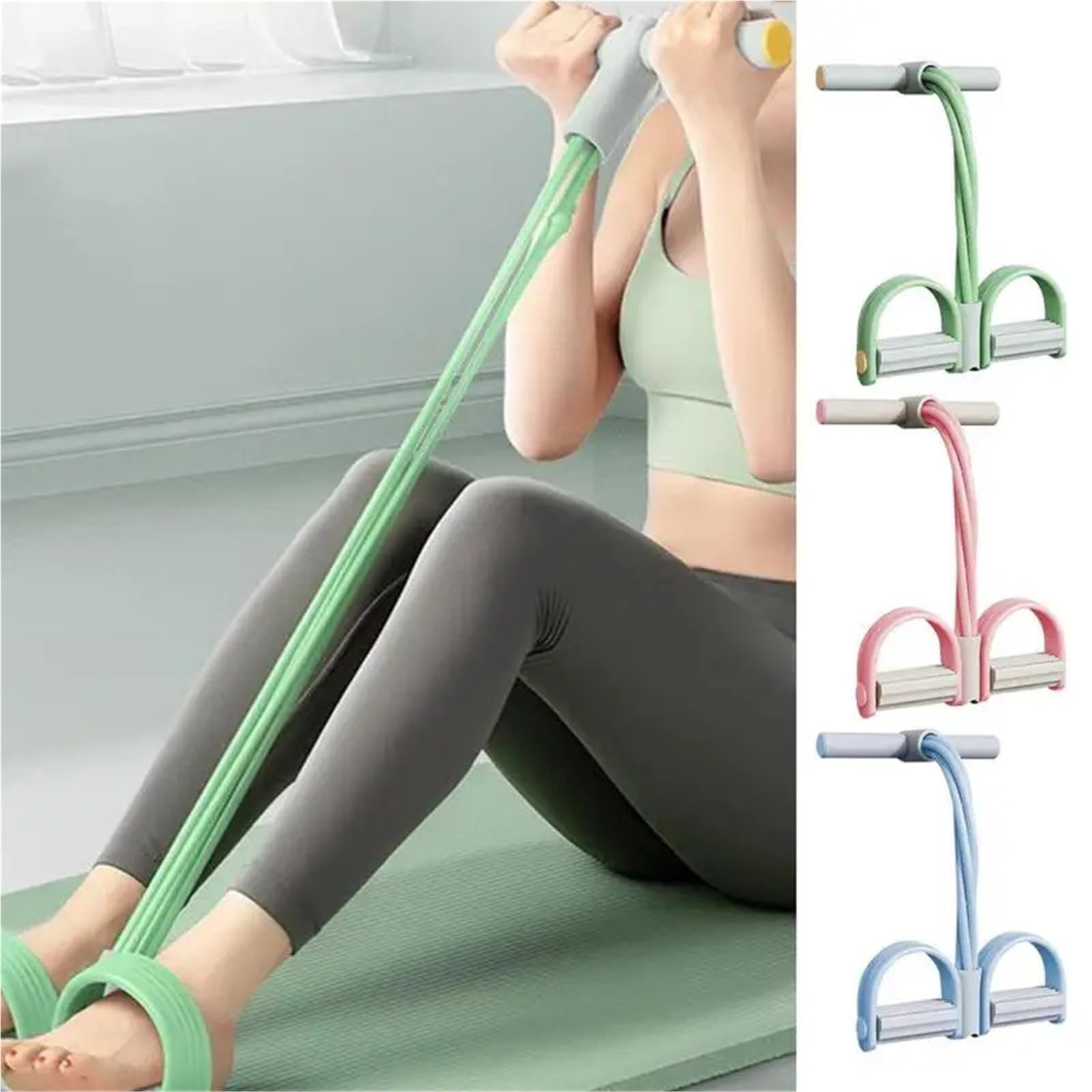 4 Fitness-Gummibänder aus Latex for Pedaltrainer, Sitz-Zugseil-Expander, elastisches Yoga-Equipment, Pilates-Training für Krafttraining, Stretching