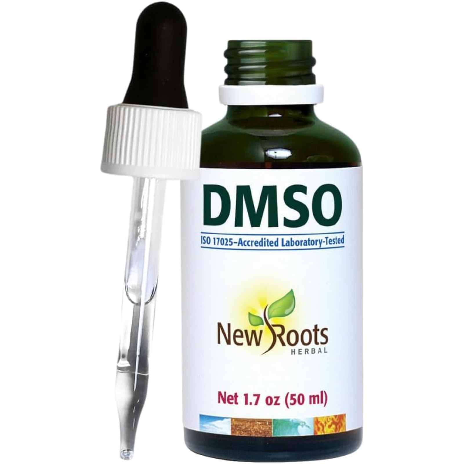 DMSO Liquid 99.9 with Dropper (1.7 oz) Dimethyl Sulfoxide (50ml)| Low Odor Drops | Glass Bottle with Pipette, Fast-Drying Formula | NEW ROOTS HERBAL