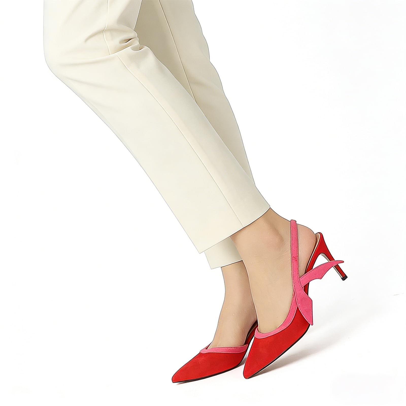 Damskie czółenka z zamkniętymi palcami obcas kotek 6 cm zamszowe dwa kolory buty biurowe wygodne eleganckie francuskie buty damskie stabilne buty na co dzień