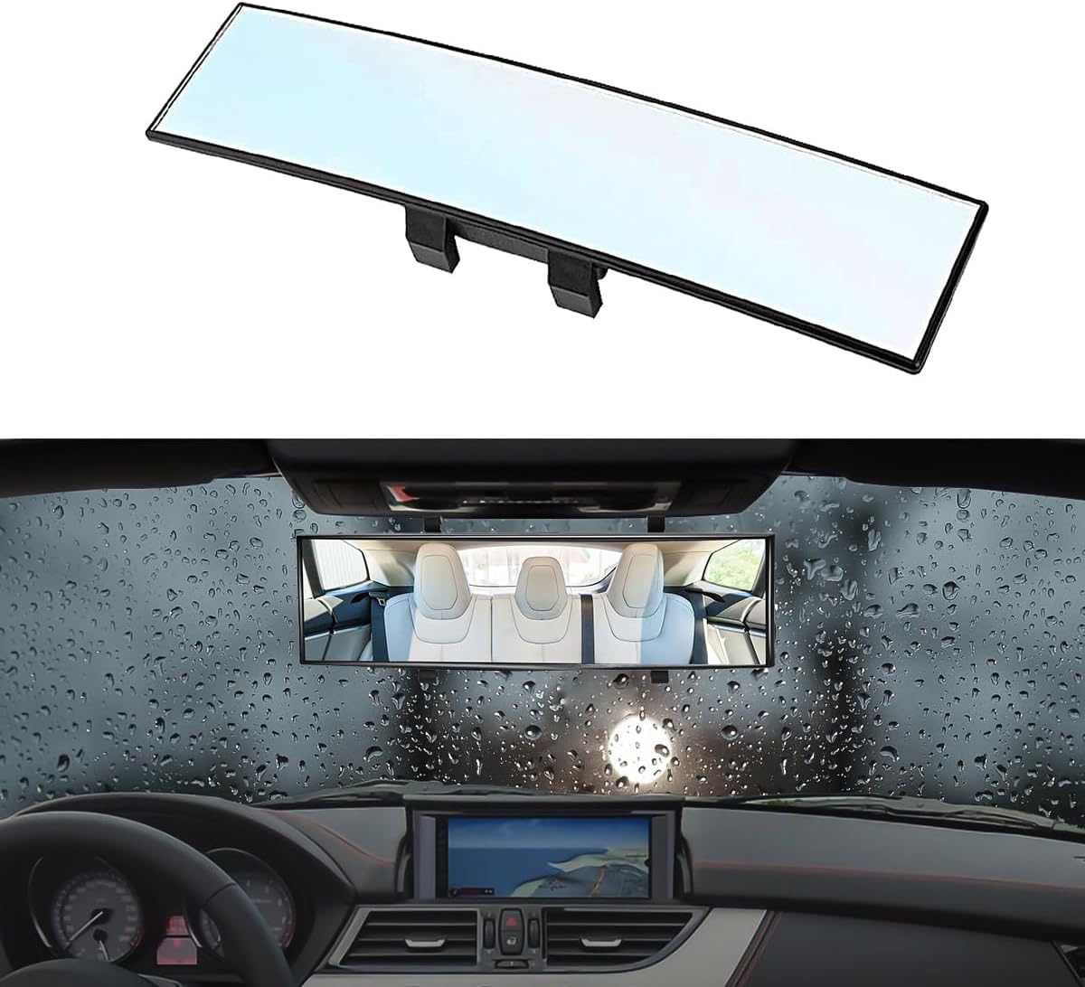 Ziciner Car Rear View Mirror, Anti Glare Wide Angle Auto