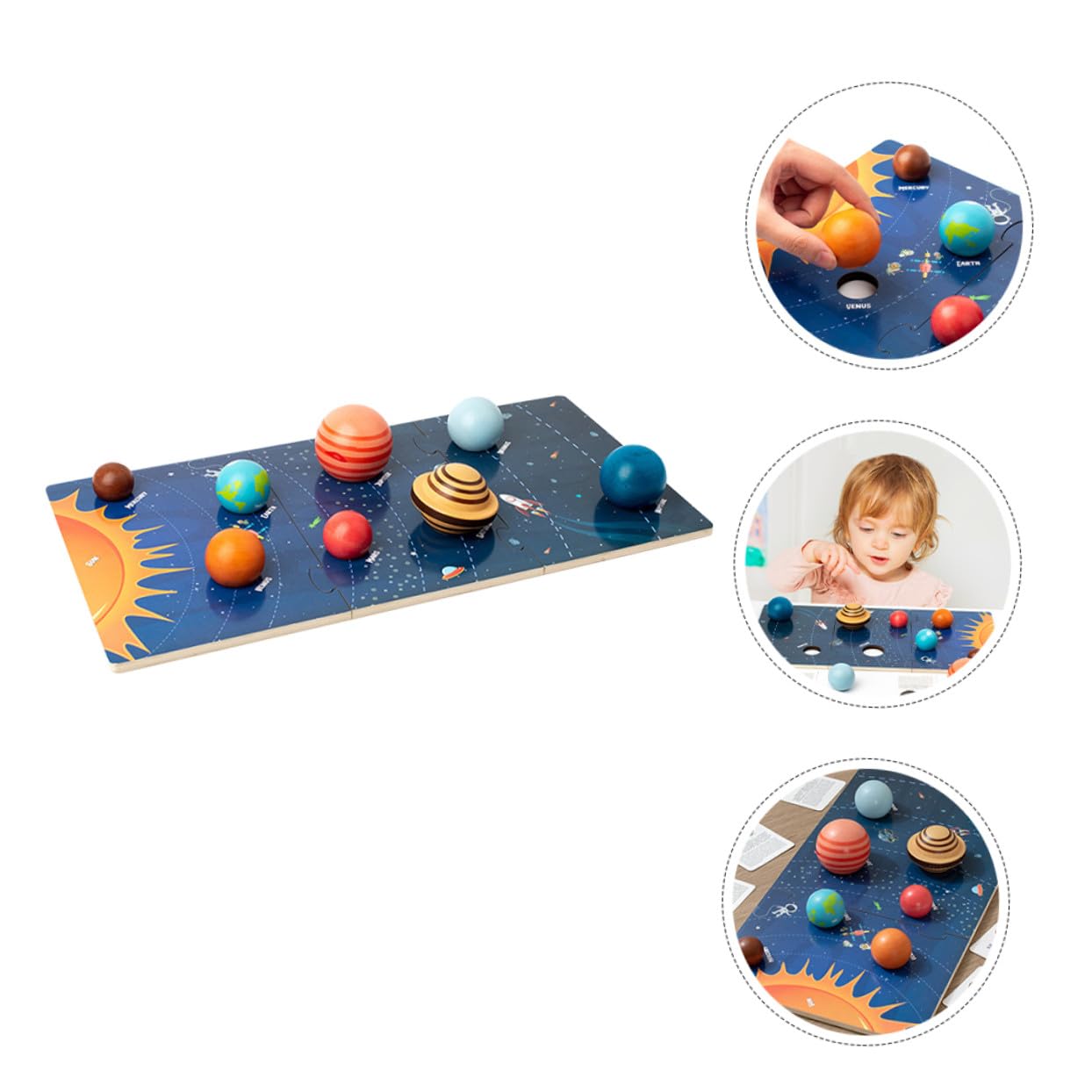 Puzzle Sistema Solar Montessori de Madera para Juguete Educativo de Cognición con Didáctico para Niñas de Edad Temprana