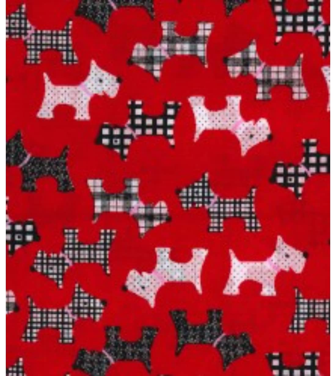 Crs Fur Fabrics Multi Printed Polycotton Craft Fabric Material - Terriers Red, 1Mtr 110Cmx100cm