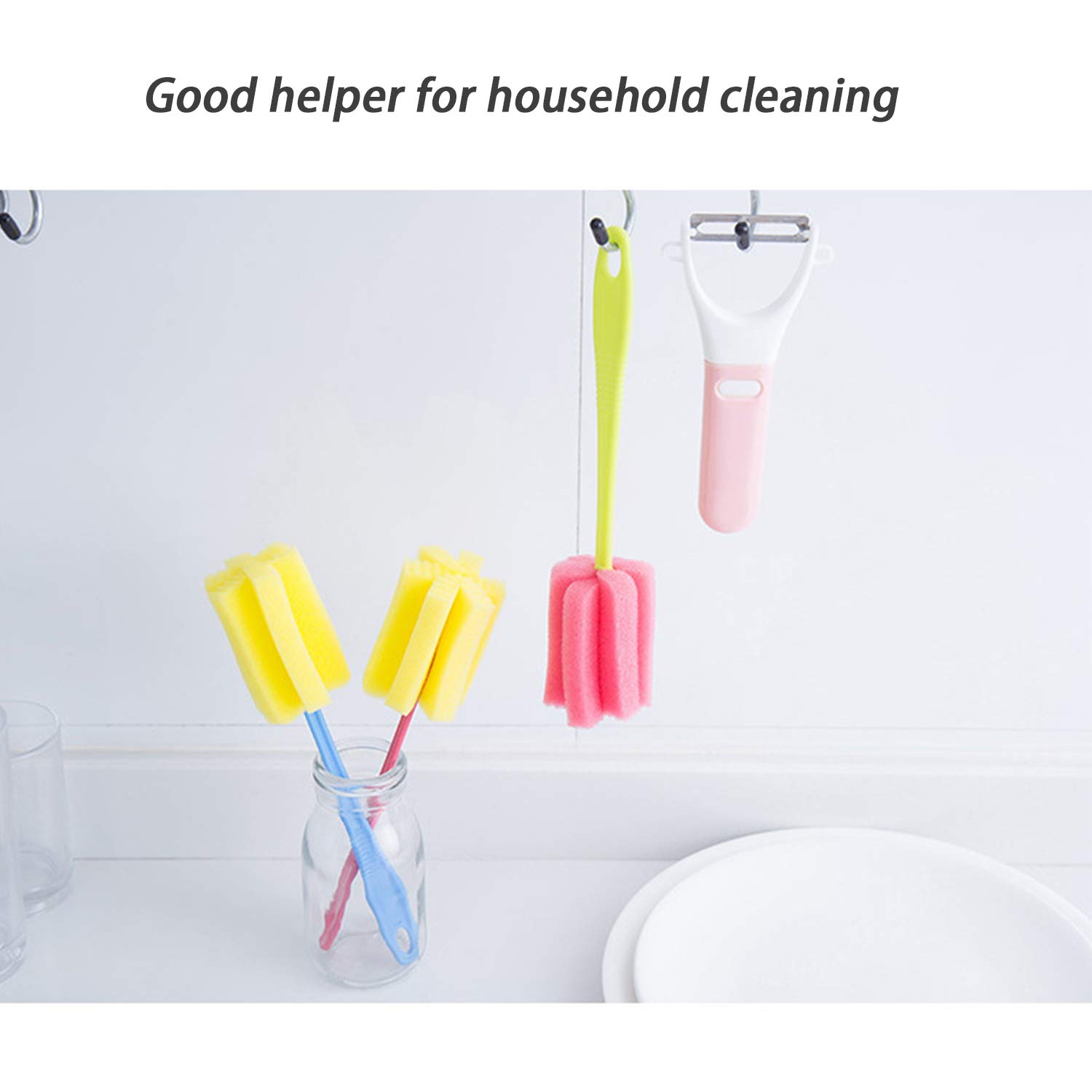 Spugne Con Manico Per Pulizia Bottiglie - Confezione Da 6, Non Tossiche, Per Bicchieri E Biberon - Foto 7