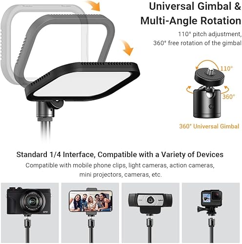 Miniatura 5 de Camnoon APL-FL19 Luz de video LED USB para fotografía, luz de relleno para videoconferencia, kit de iluminación de videoconferencia 3300K-5600K