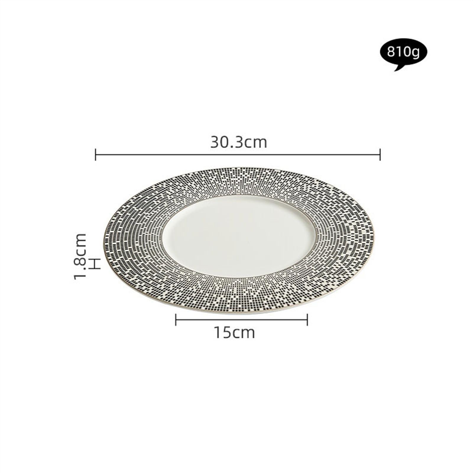 Piatti piani da 29 cm, piatti da bistecca da ristorante, piatti per spaghetti, piatti piatti piatti da cucina in ceramica personalizzati alla moda (argento, 30,5 cm)
