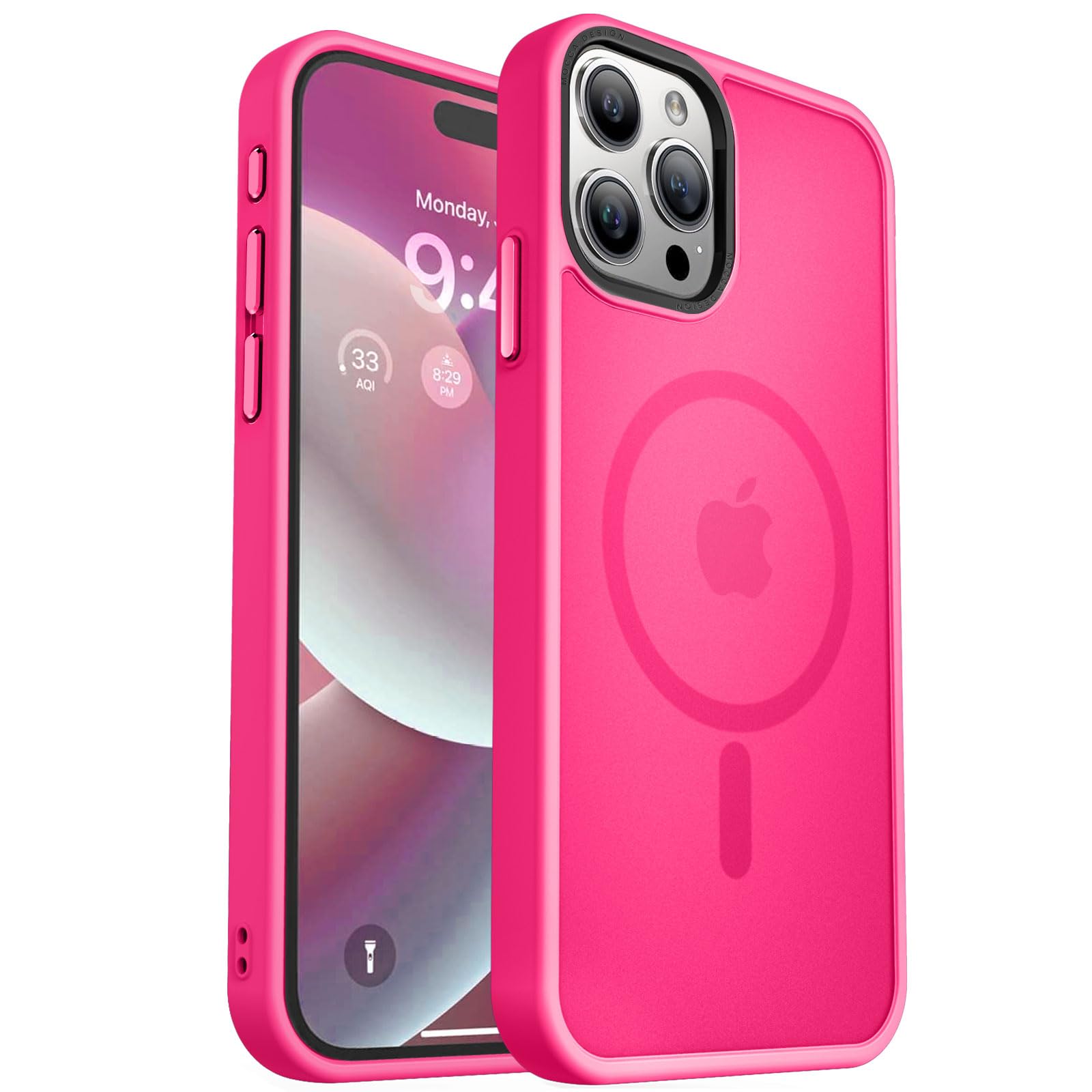 MOCCA Magnetic Shockproof for iPhone 15 Pro Max Case,Hot Pink