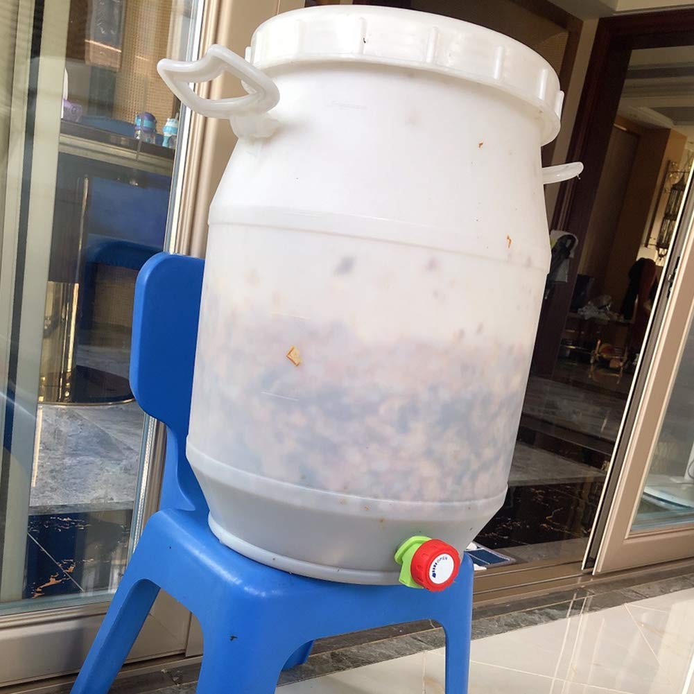 Cubo de basura de compostaje de cocina, Compostador cerrado con tapa, Cubo de compostaje doméstico con filtro de red de aislamiento, Barril de compostaje de jardín al aire libre con tapa,Blanco,25L