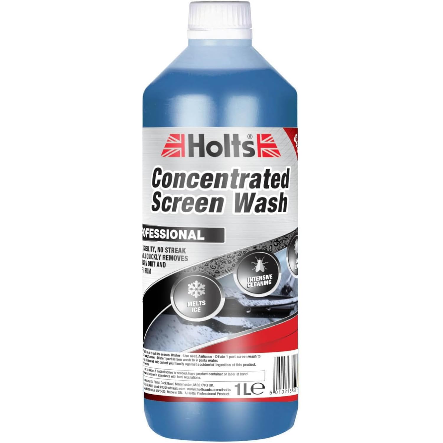 AMK® Holts Concentrated Screen Wash 1L Gentle Fragrance NonFreeze Year Round Use Anti Glare Tap Windshield Winter Summer Removes Dirt Grease Defrosts Ice