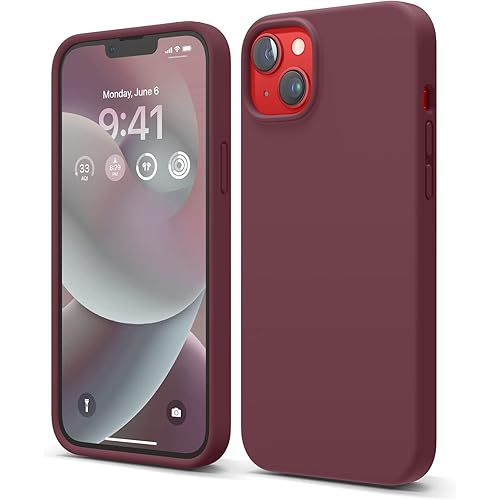 elago Compatible with iPhone 14 Plus Case, Liquid Silicone Case, Full Body Protective Cover, Shockproof, Slim Design, Anti-Scratch Soft Microfiber Lining, 6.7 inch (Burgundy)