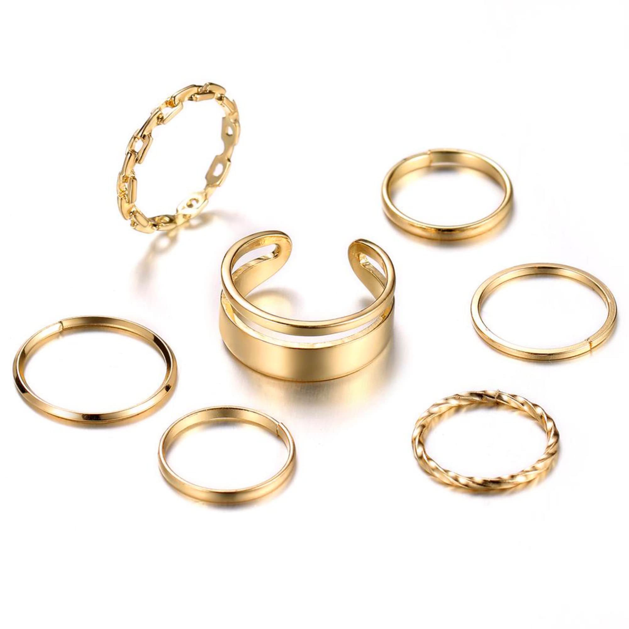 Amazon Brand - Anarva Korean Style Latest Multi Design Rings Set For Girls And Women Pack Of 7 Pcs (B0BYNG157V) Amazon Price History, Amazon Price Tracker