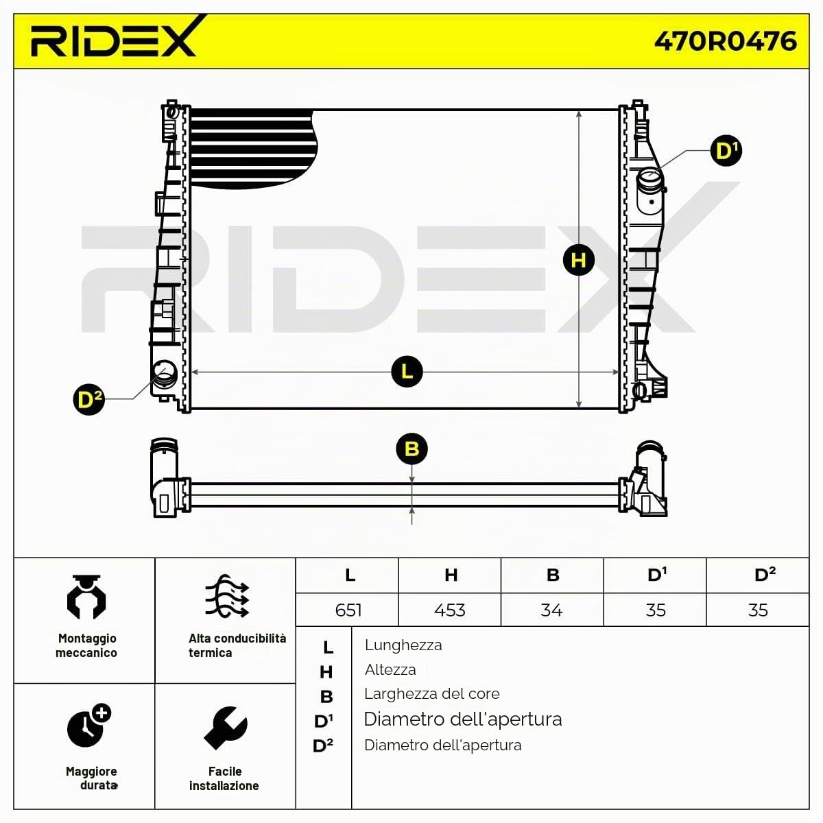 RIDEX 470R0476 Radiatore motore