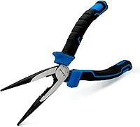 Vista 6 de Alicates de punta de aguja de mandíbula lisa, alicates de punta larga de acero de alto carbono sin dentar de 4.8 pulgadas para fabricación de joyas