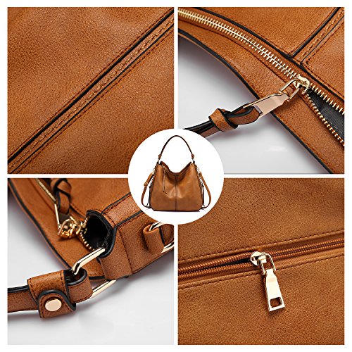Image of Realer Hobo Crossbody Bags for Women Designer Faux Leather Hobo Handbags Retro Large Size Shoulder Bag Bucket Purse