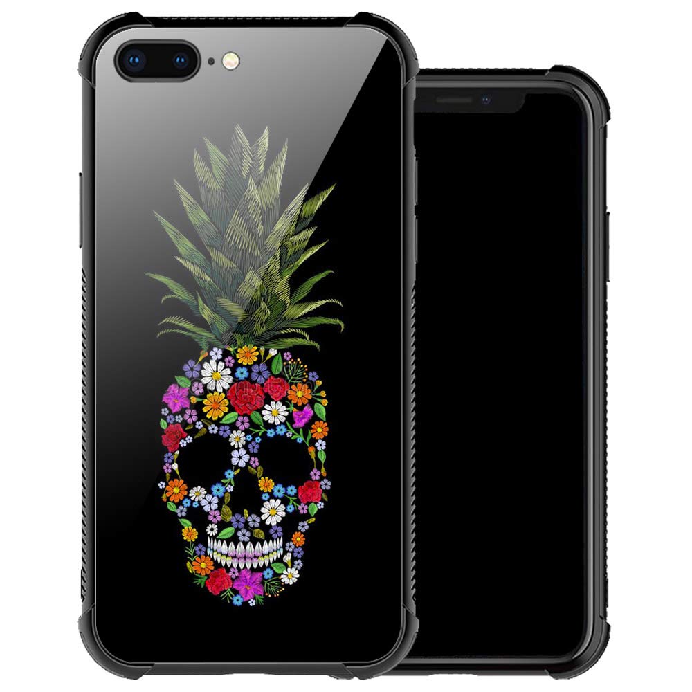 iPhone 8 Plus Case,Pineapple Skull iPhone 7 Plus Cases for Women Girls,Anti-Slip Drop Protection with Soft TPU Bumper Pattern Design Case for Apple iPhone 7/8 Plus