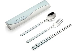 DEVICO Portable 18/8 Stainless Steel Fork and Spoon Set for Travelling, Camping and Lunch