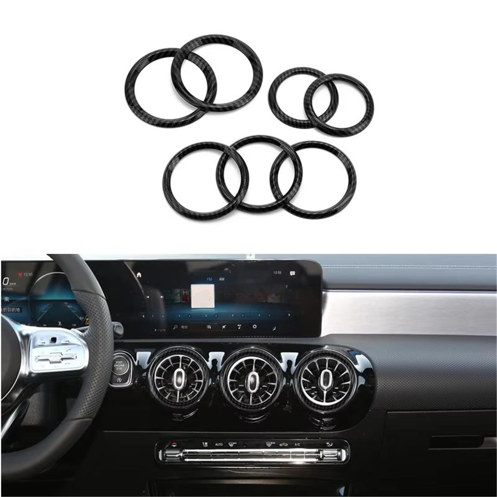 Compatible Con Benz Para V177 Para AMG A45 2019 2020 2021 2022 2023 2024 2025 Cubierta Salida Aire Acondicionado Pegatina Anillo Embellecedor Ventilación