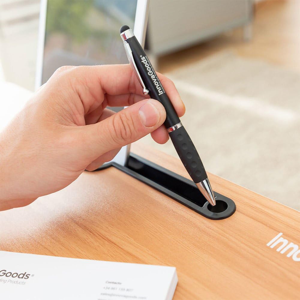 InnovaGoods - Tavolo Pieghevole Multiuso Muvisk, Portatile per PC, Scrivania Regolabile, Supporto Tablet e Cellulare, Compatto e Leggero, Bianco, 60x27x40cm, Metallo