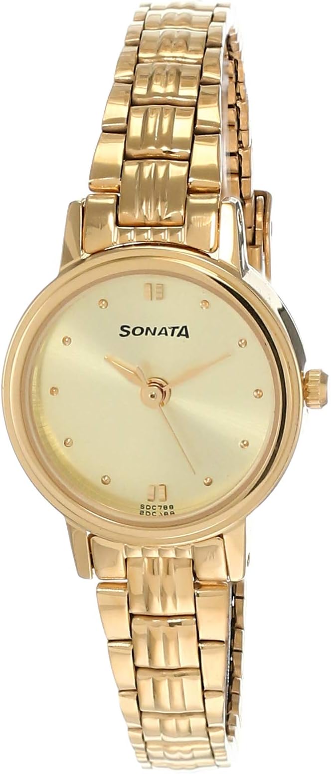 Sonata Women's Analog Champagne Dial Watch