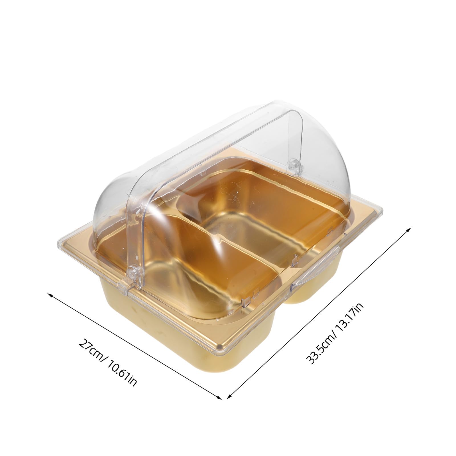 Plat de Service en Acier Inoxydable Double Compartiment pour Buffet | Finition Or, Séparation des Aliments, Nettoyage Facile, Usage Traiteur Cuisine Professionnelle