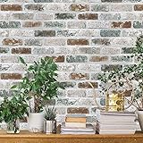 Guvana 17.3'×118' Brick Wallpaper Red/Blue/Grey Brick Peel and Stick Wallpaper 3D Vintage Brick Contact Paper Self Adhesive Removable Contact Paper Faux Brick Texture Wallpaper for Bedroom Decor