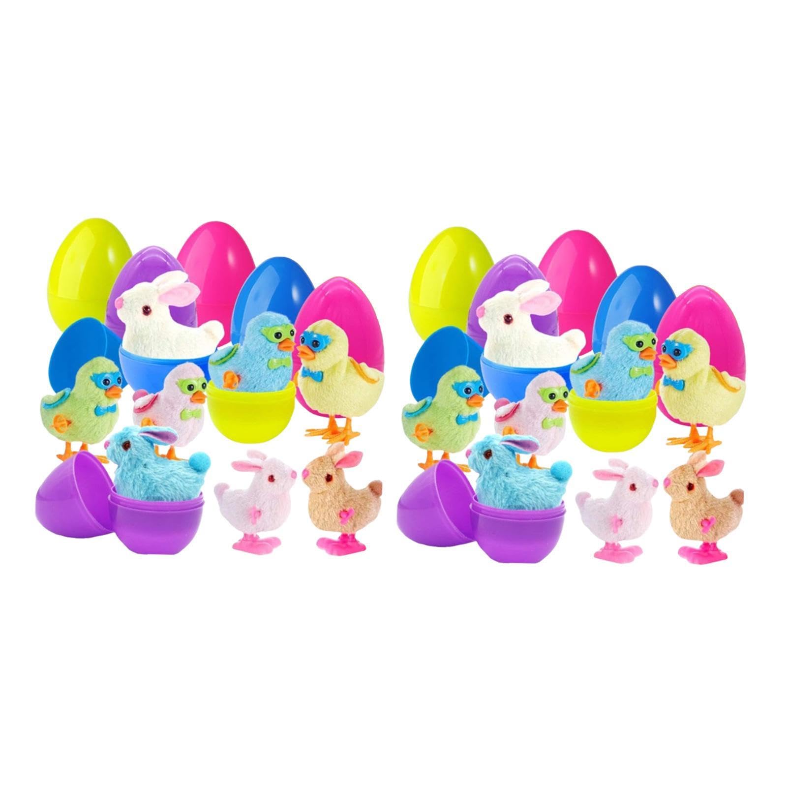 LOVIVER Uova di Pasqua precaricate con Bambole Peluche, riempitivi per, Giochi di Caccia ai Carnevale, Insieme di 16