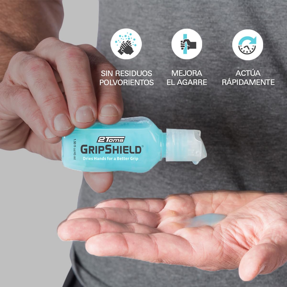 2Toms GripShield Loción Anti-Transpiración Manos 45 ml – Mejor Grip para Deportes