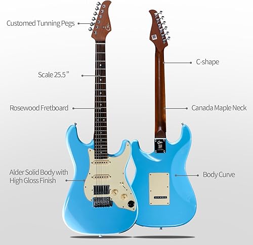 Miniatura 3 de S800 Kit de guitarra eléctrica inteligente con sistema de efectos, recogida HHS, máquina de tambor de bucle, batería de 12 horas de duración,