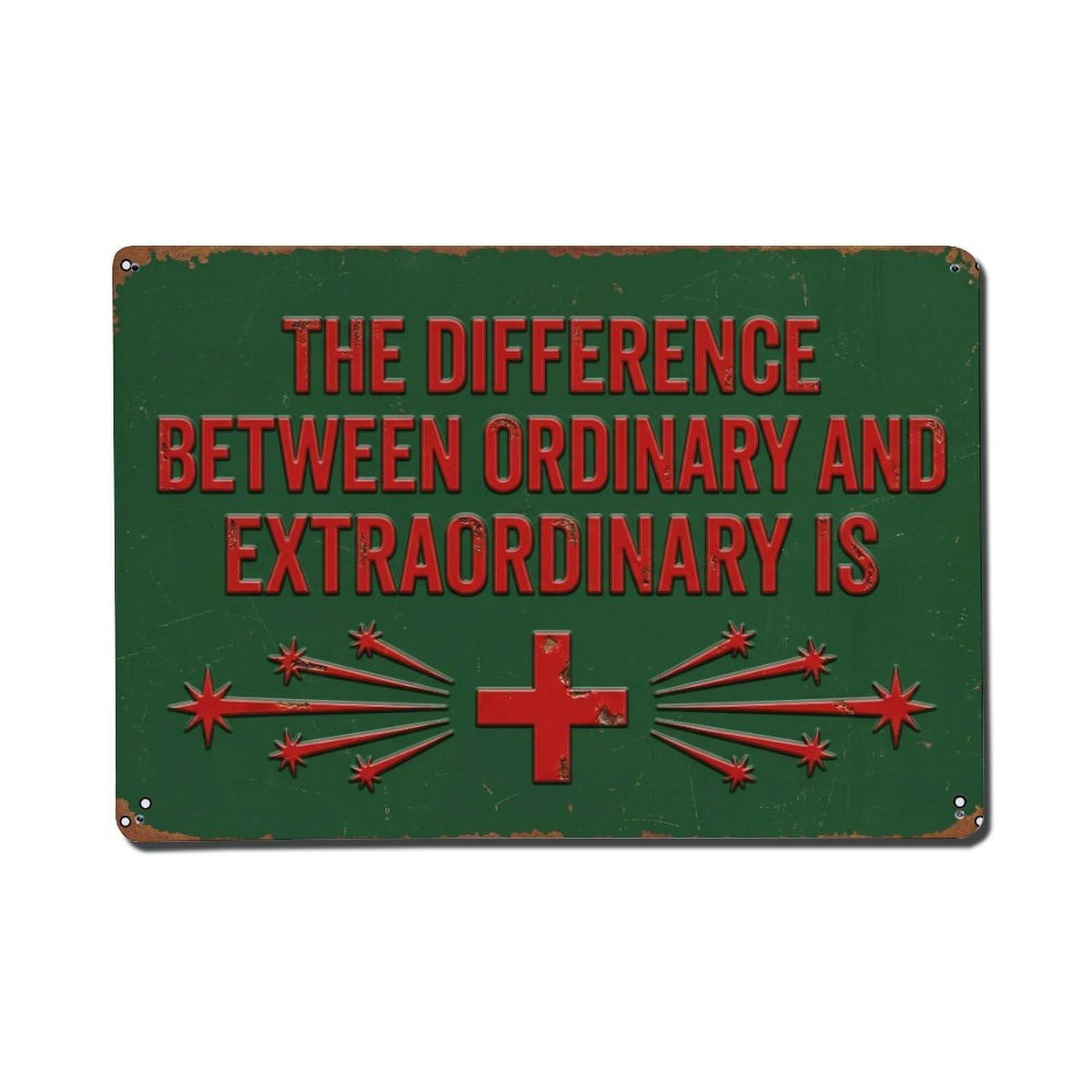 Difference Ordinary Extraordinary Garage Retro Motivational Slogans Metal Tin Sign Plaque Wall Decor for Cafe, Club Bar, Office, Home Garden Metal Poster 8x12Inch