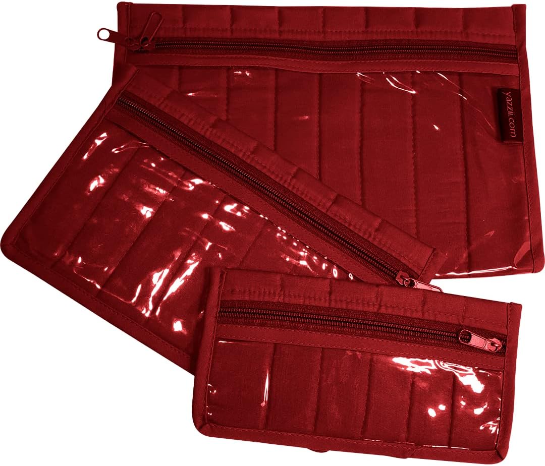 Yazzii Craft Notions Pouch Set (3PC) - Portable & Multipurpose - Sewing Supplies Organizer for Thread Spools, Needles, Beads, Embroidery Floss, Fabric Pieces & More!