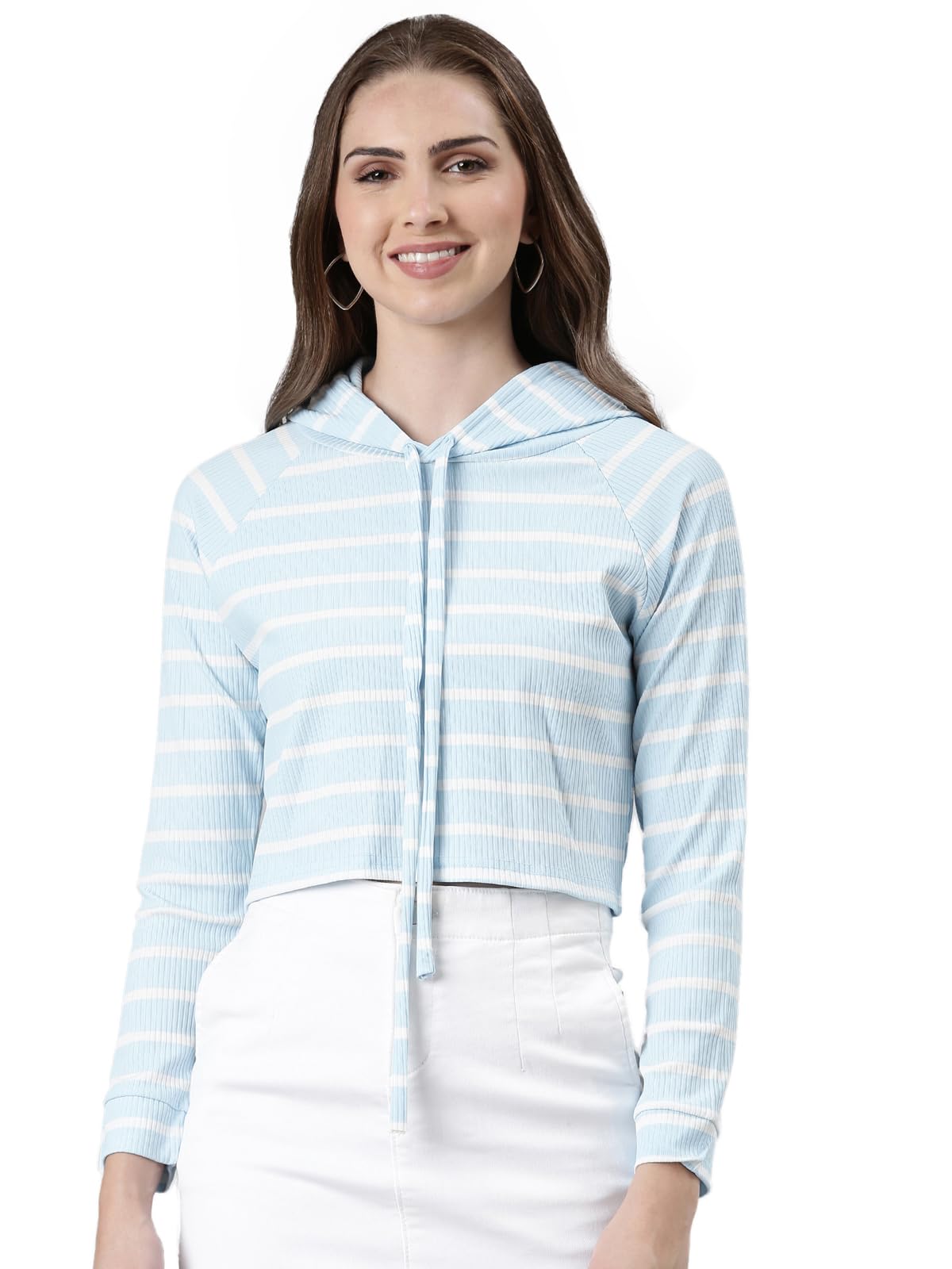 Women Colourblocked Pullover Sweatshirt | Hooded Full Sleeves Jersey Sweatshirt's for Womens | Regular Fit Crop Sweatshirts for Women's-image-39