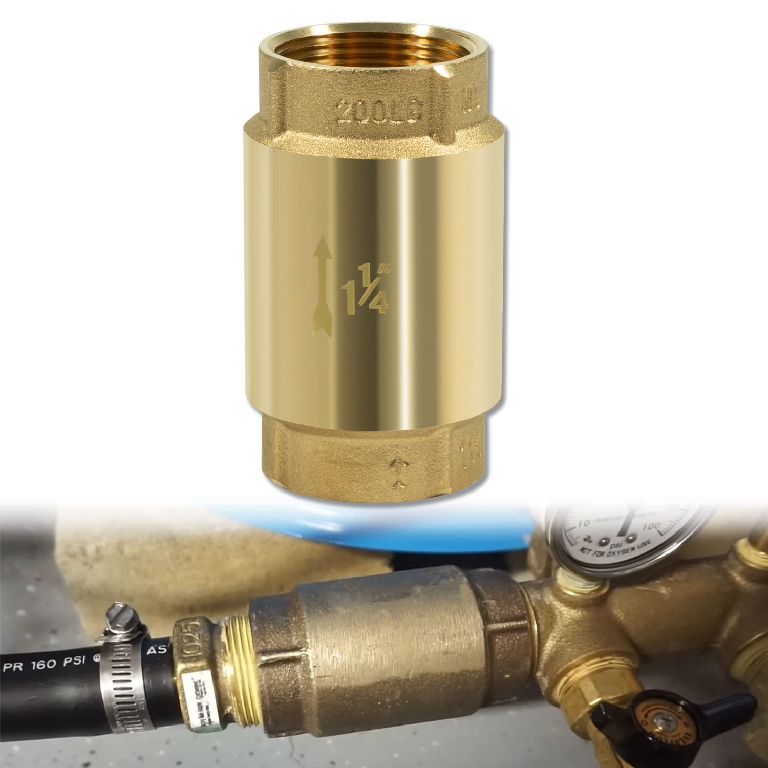 Photo 1 of Check Valve 1 1/4" Female Pipe Thread One Way No lead brass construction