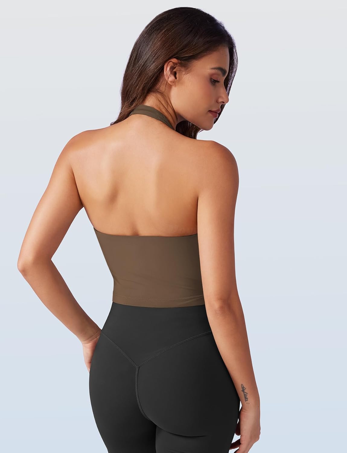 VOYJOY Women Halter Crop Top Padded V Neck Backless Sleeveless Workout Halter Tank Tops Going Out Yoga Gym Clothes - Image 3