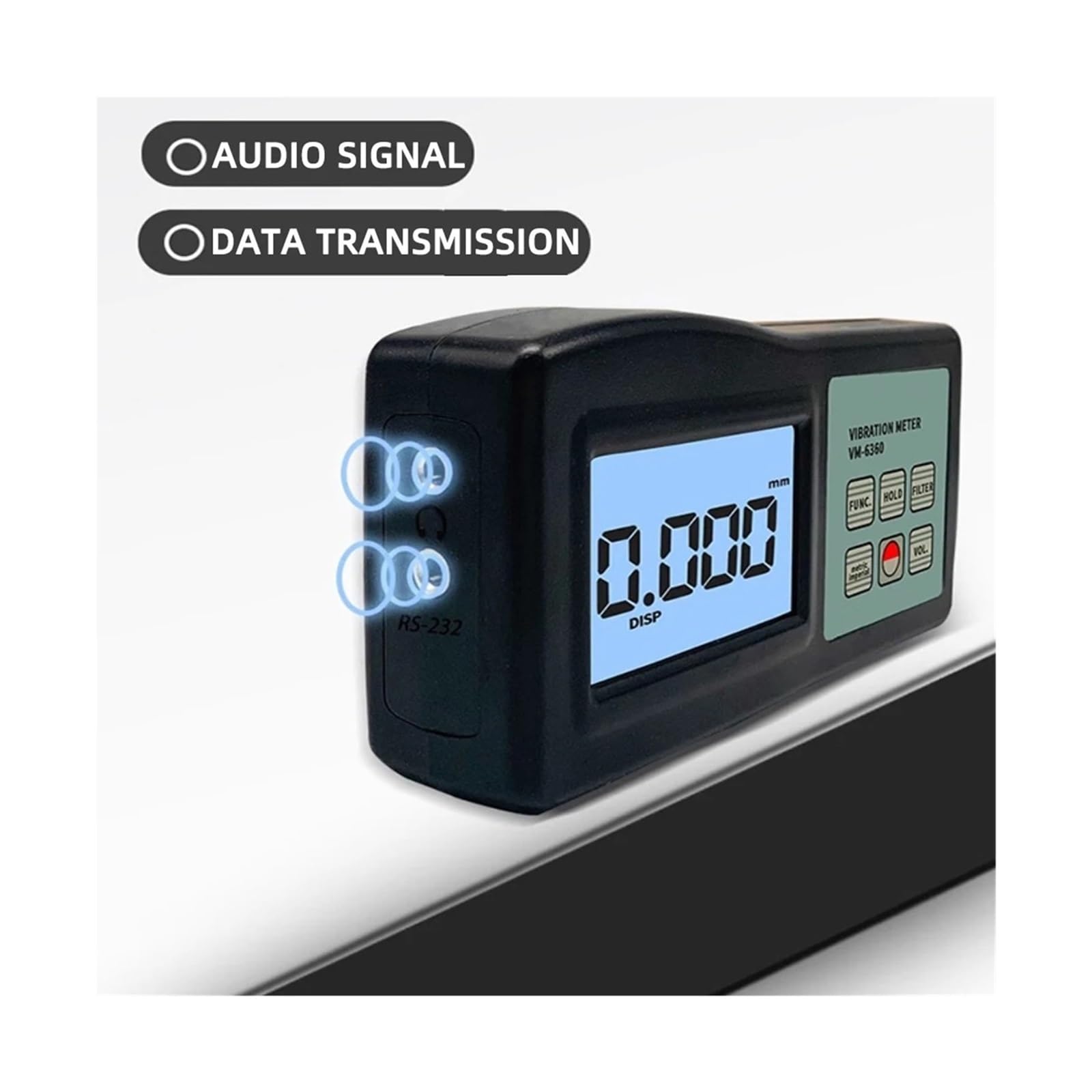 Schwingungsmessgerät, Der digitale Vibrationsmesser VM-6360 misst mechanische Unwucht und Abweichungsfrequenzen von bis zu 10 Hz bis 10 kHz für HLK, Motoren
