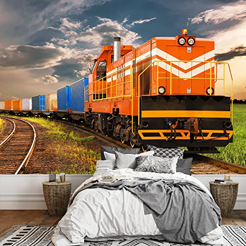 Wall26 - Freight Train - Removable Wall Mural | Self-Adhesive Large Wallpaper - 100X144 Inches #TOP2