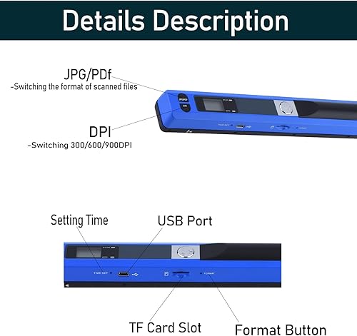 Miniatura 7 de Yoidesu Escáner portátil Escáner de lápiz USB Escáner JPG PDF USB 2.0 Escáner de alta resolución para imágenes claras, conveniente y práctico,
