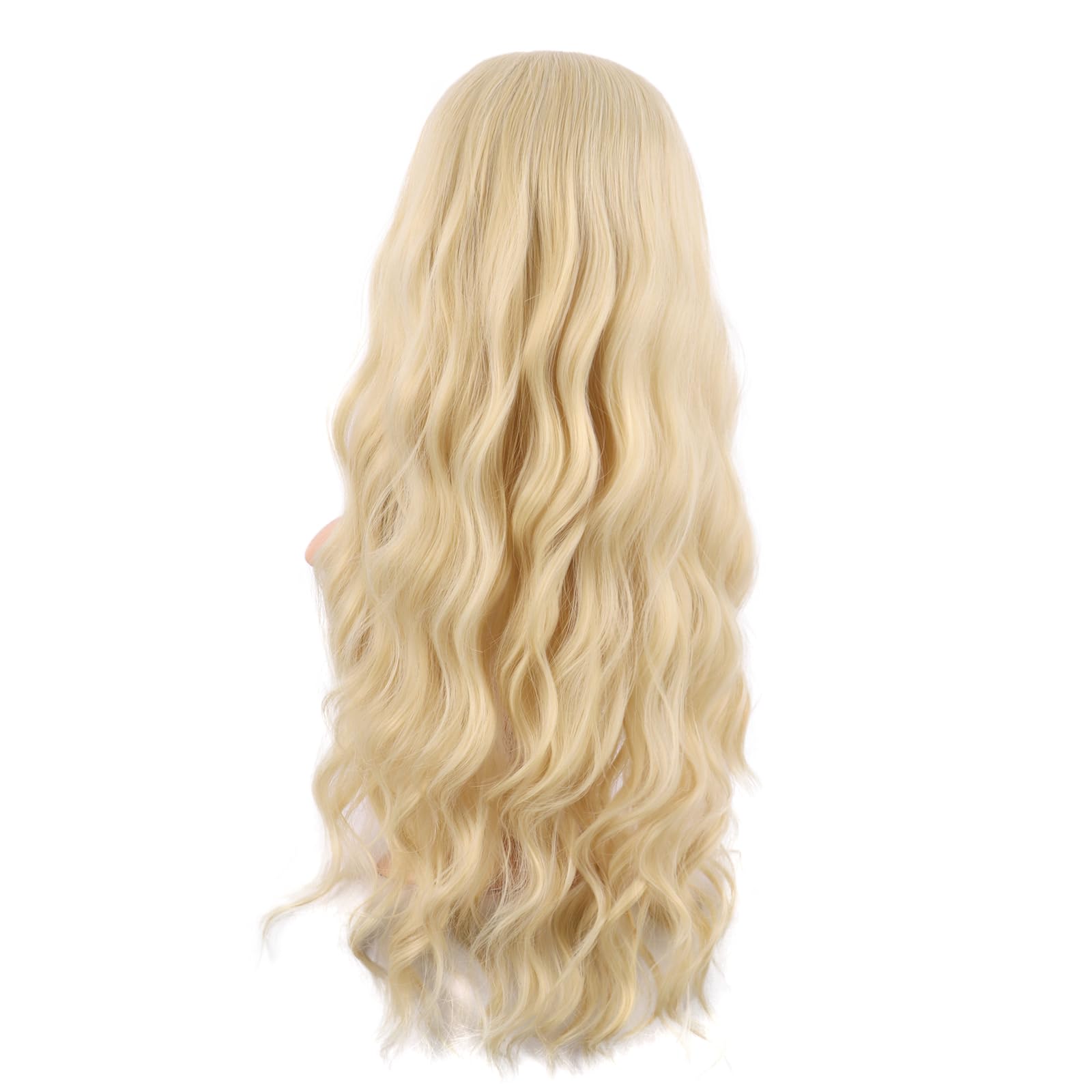 MapofBeauty 28 Inch/70 cm Long Wavy Middle Part with No Bangs Synthetic Fiber Curly Fashion Women Party Cosplay Wig (Mixed Blonde) - Image 4