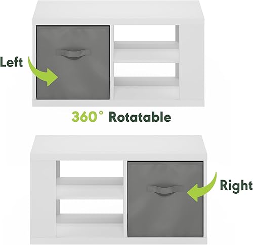 Miniatura 5 de Furinno Viola - Mesa auxiliar moderna de 3 niveles con mesa de 1.2 pulgadas de grosor, mesa auxiliar con estante abierto y contenedor de