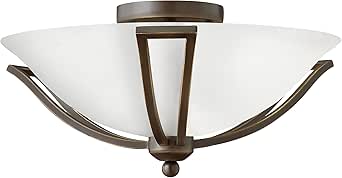 Hinkley Bolla Transitional Two Light Flush Mount, Olde Bronze with Opal Glass