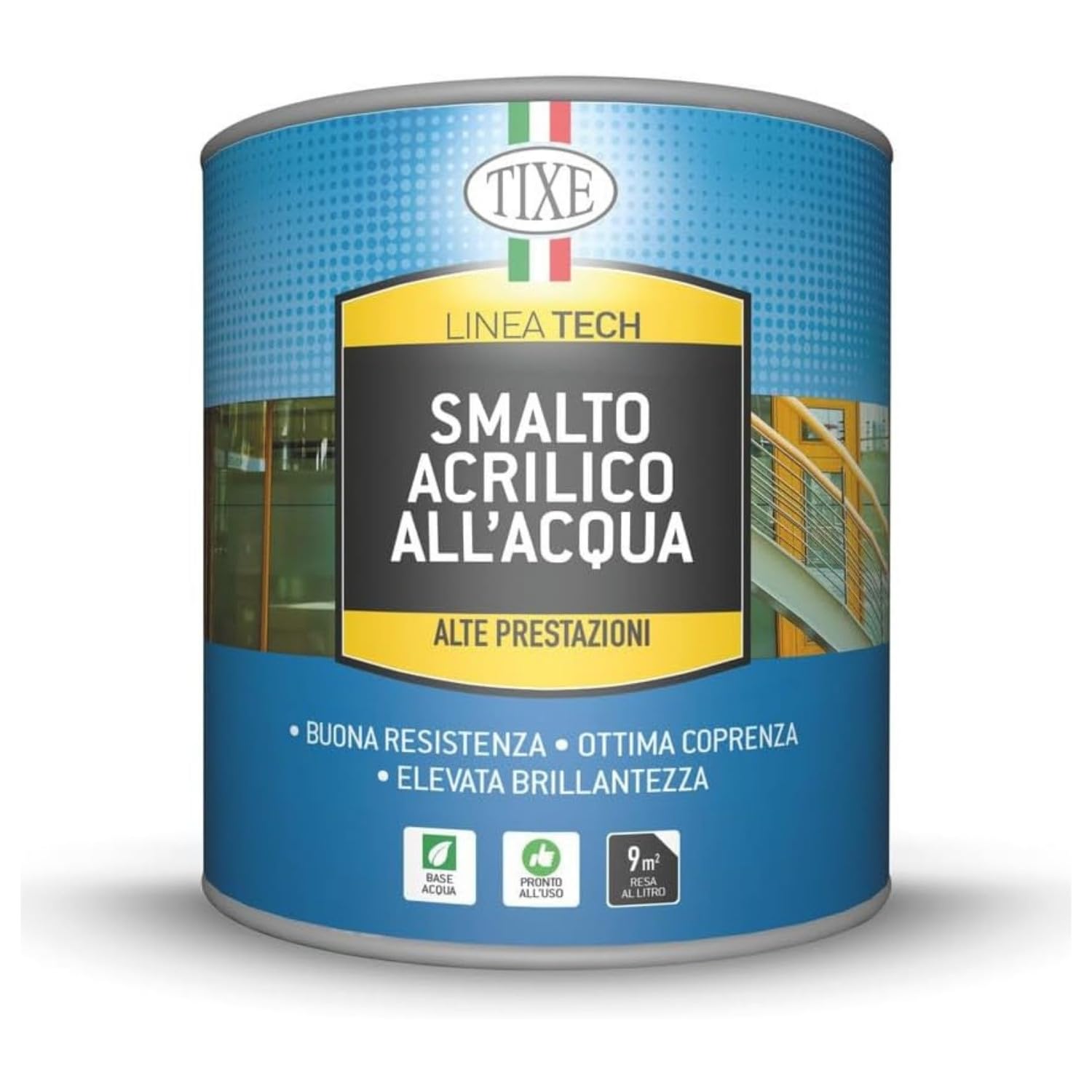 TIXE Smalto all'Acqua per Legno e Ferro TIXETECH | Bianco Opaco 2.5Lt | Smalto all'Acqua Finitura Resistente per Legno e Ferro ad Alta Copertura | Made in Italy
