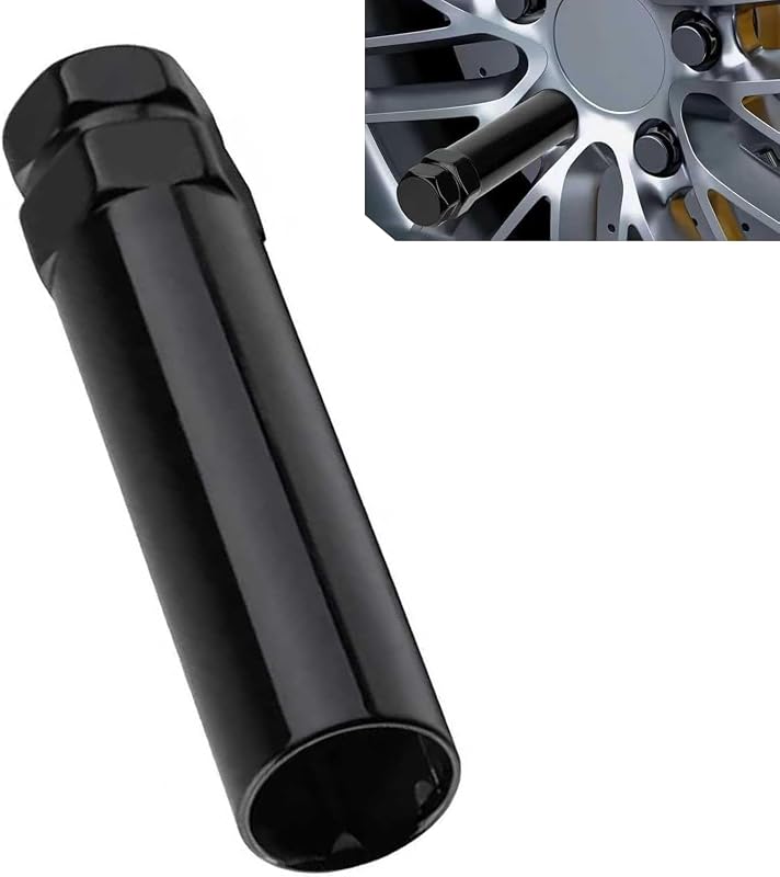1 PC 6 Spline Lug Nut Socket, Lug Nut Removal Tool, 17.6mm Inner Diameter,19mm 3/4 21mm 13/16 Hex Compatible, Universal for Most Cars (Black)