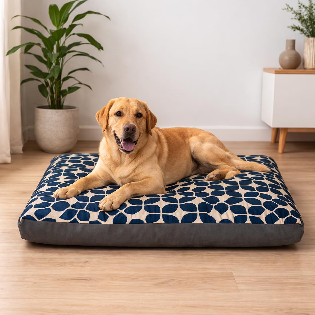 Hometex Luxury Geometric Design Dog Bed Box Pillow - Washable Cover (S, M, L, XL Size) (XL, Floral)