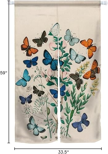 Miniatura 6 de ChloropLastid Tapiz de cortina japonesa Butterfly Noren para puerta, tapices de flores, estilo de puerta de entrada Feng Shui para decoración