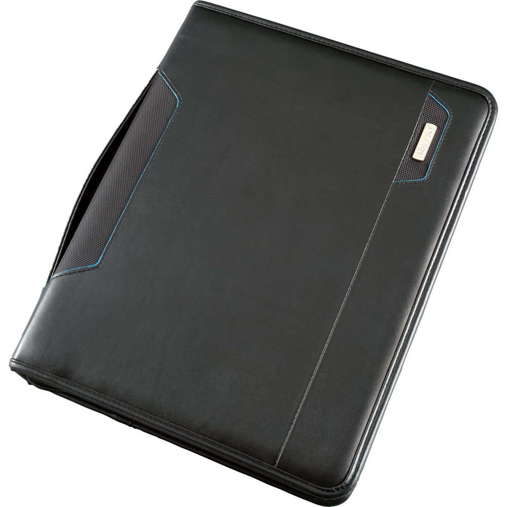 Alassio 30115 Salerno - Carpeta organizadora (tamaño DIN A4, Piel sintética, 36,5 x 30 x 7,5 cm, con Compartimento Acolchado para Tablet), Color Negro