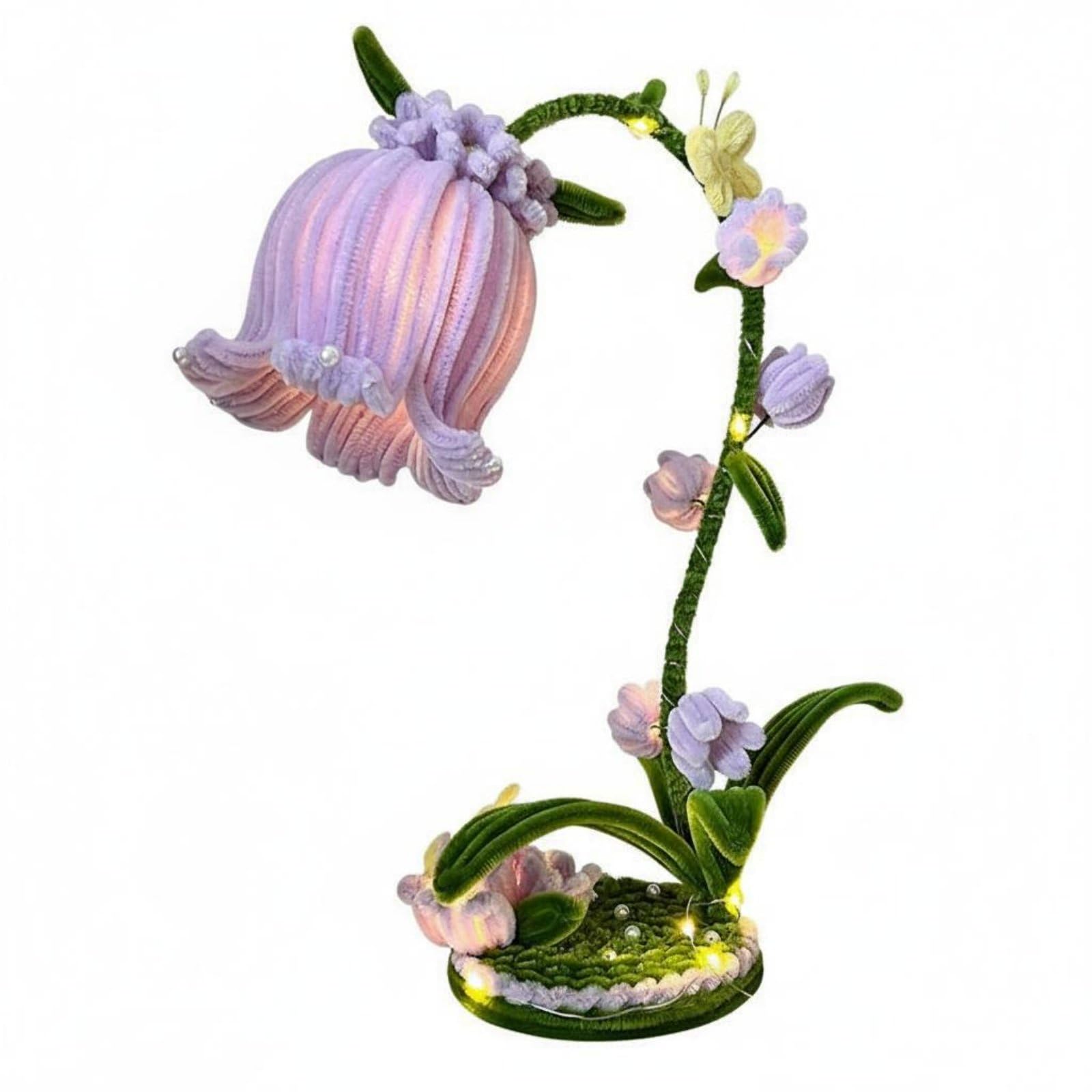 Qianly DIY Lily of the Valley Lamp Kit Tube Cleaner Floral Luminaire Light Indoor Lighting for Desk Decor, Purple