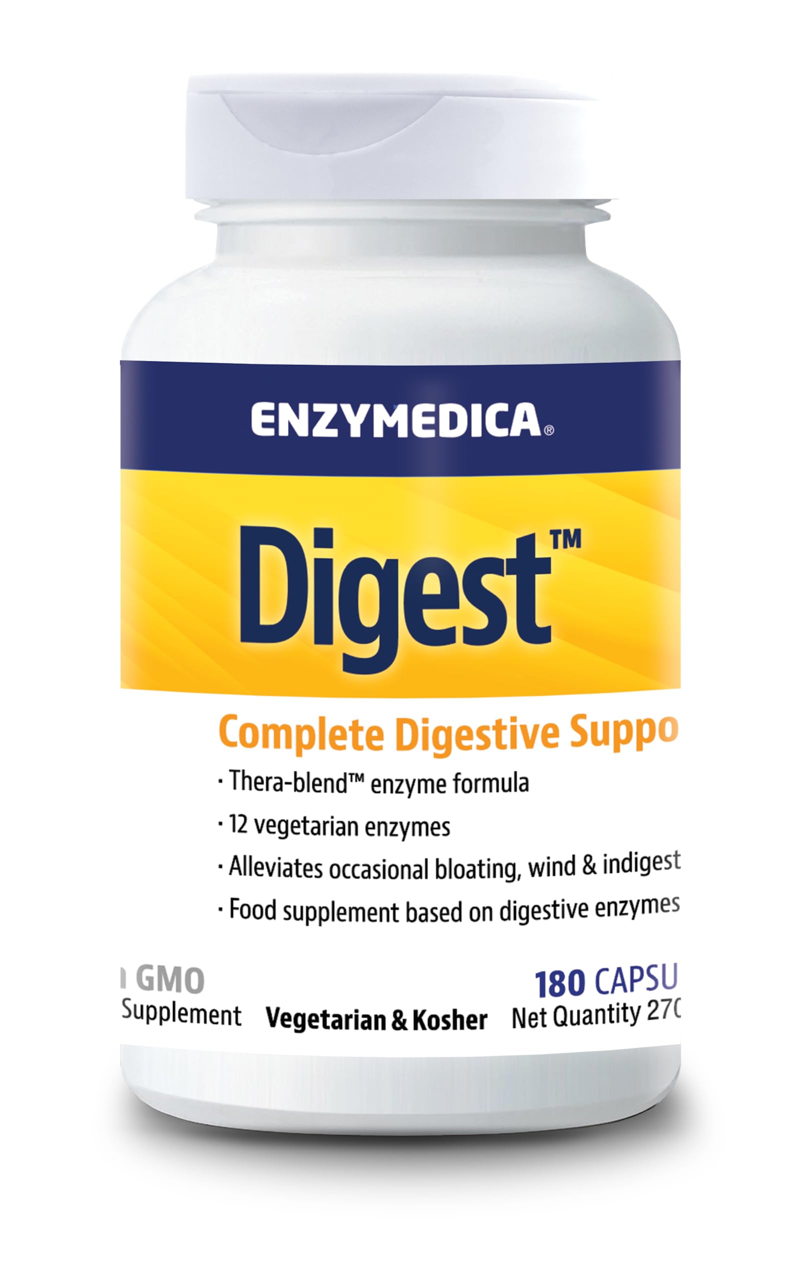 Enzymedica - Digest, schnell wirkende Enzym-Formel, reduziert Gase und Blähungen, verbessert die Nährstoffaufnahme und Energie, glutenfrei, milchfrei, vegetarisch, 180 Kapseln