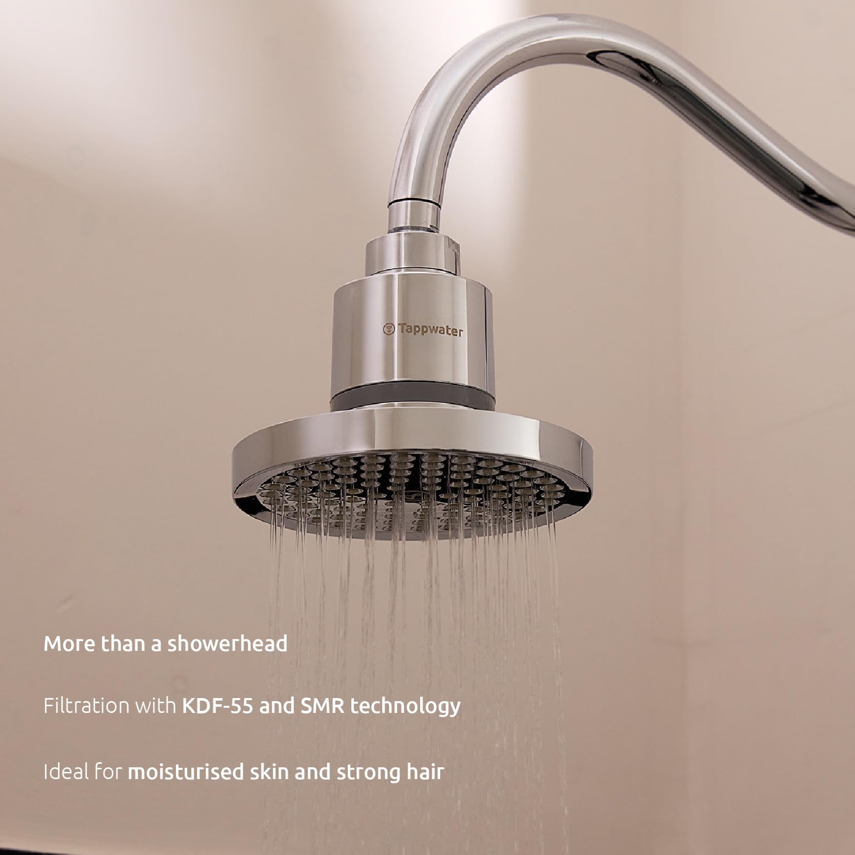 Tappwater ShowerPro Rain SMR – Cabezal ducha con filtro. Alcachofa de ducha, filtra +70 sustancias. Con tecnología KDF-55 y SMR, para piel hidratada y cabello suave y fuerte. 6 meses, 15-30.000L