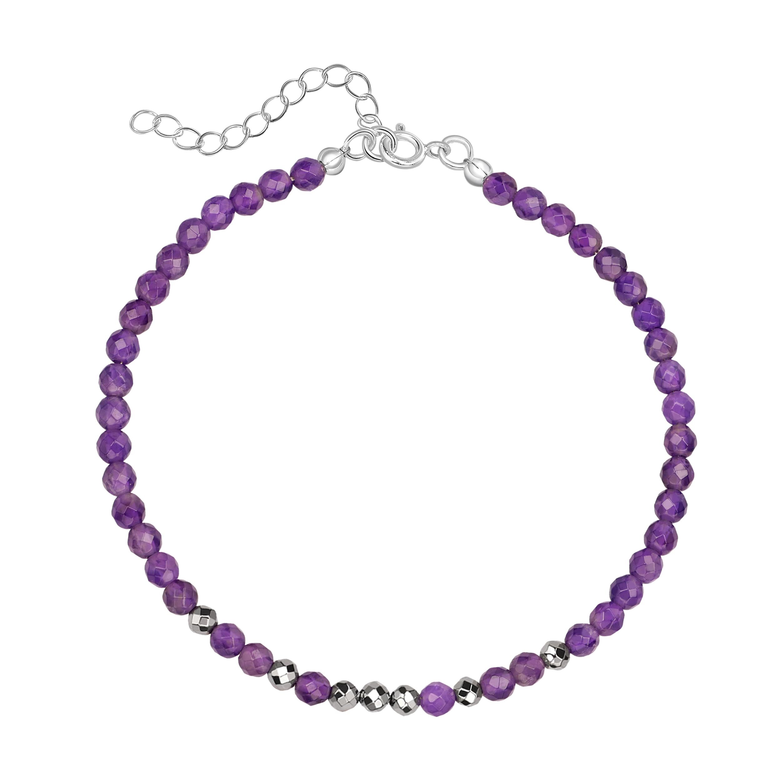 Cavigliera in filigrana con pietre preziose a scelta libera catena di perle sfaccettate, diametro 4 mm, 22 cm + 4 cm