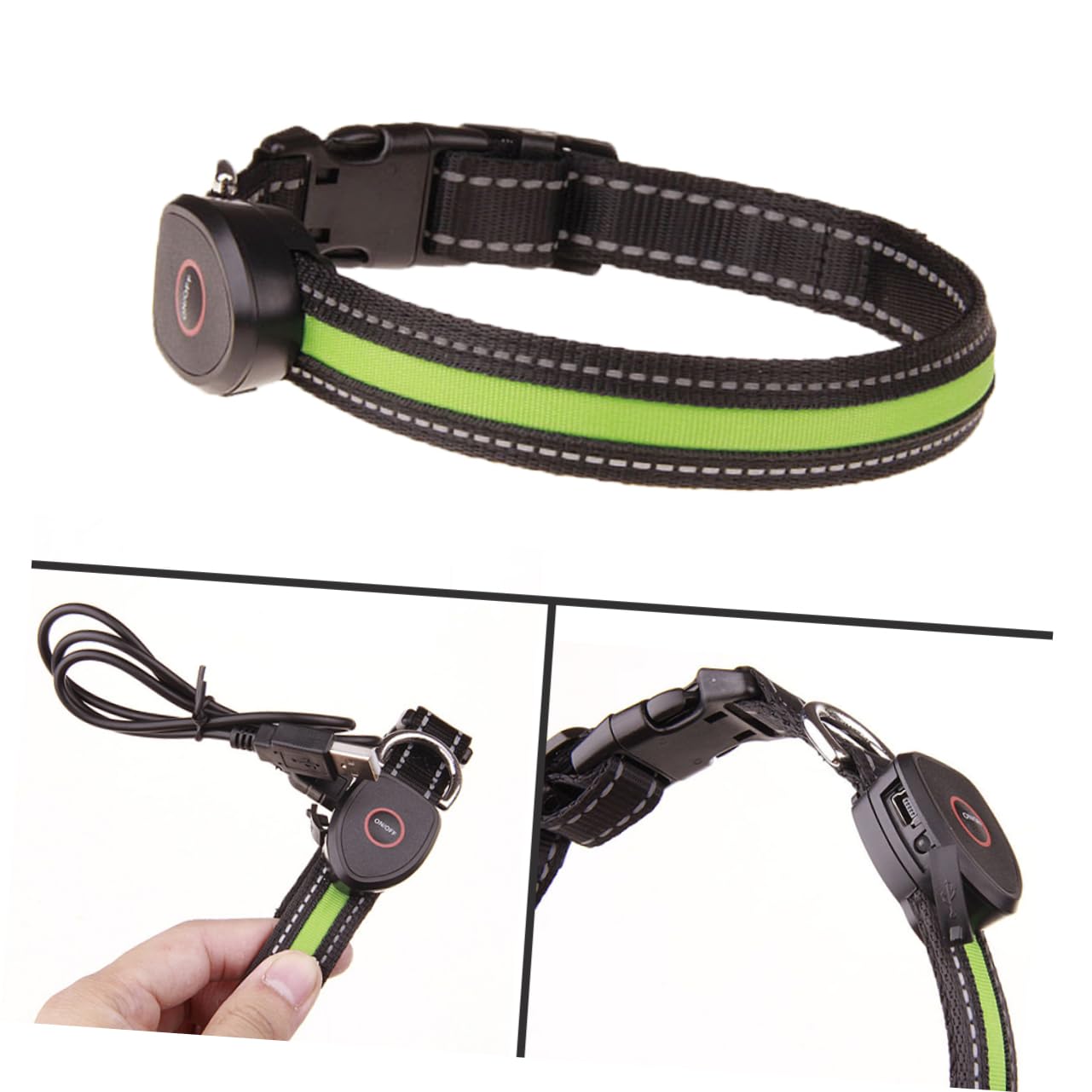 minkissy Lot de 3 Colliers Lumineux en Nylon pour Chien LED Rechargeable avec Corde USB