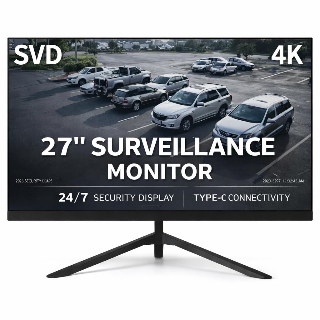 Monitor De Segurança Svd 4K De 27 Polegadas, Tipo C, Sincronização Adaptável, Tela Uhd 3840X2160 Ips Hdr, 3 Hdmi, 1 Displayport, Filtro 3D Comb, 60 Hz, 5 Ms, Ângulo De Visão De 1