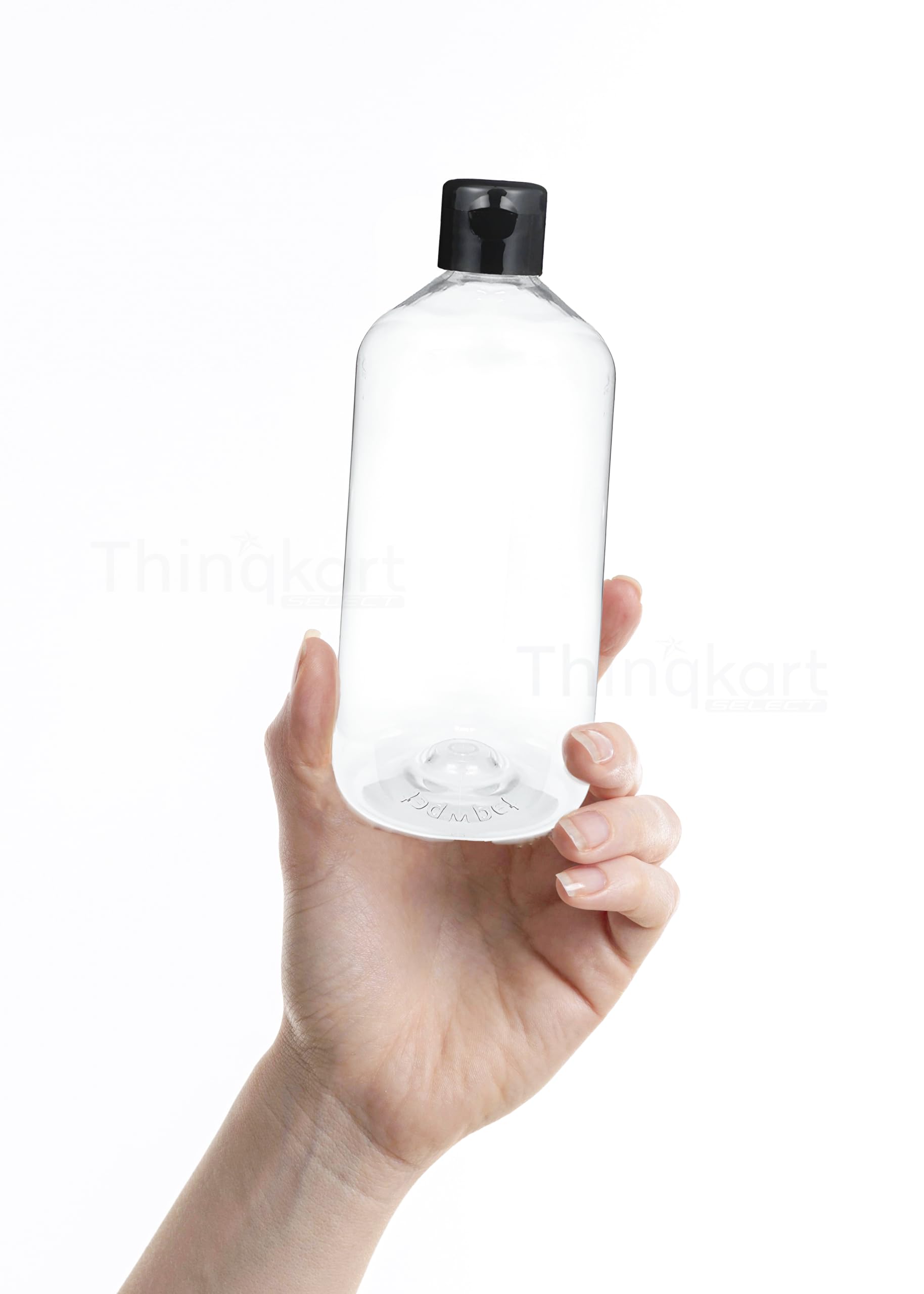Thinqkart Select 300ml Empty Clear Plastic Bottles Refillable Travel Size Cosmetic Containers Squeeze Bottles With Black Flip Cap For Toiletries, Shampoos, Lotions, Creams Pack of (3) - Image 3 thumbnail
